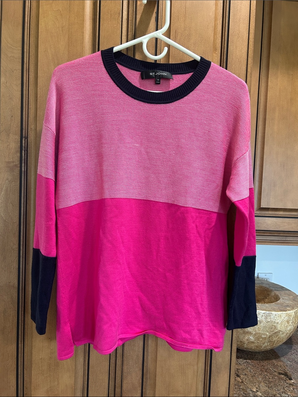 St. John color block  Pink and navy  Crewneck Sweater